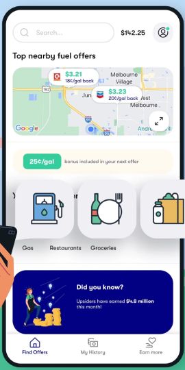 Upside: Cash Back - Gas & Food